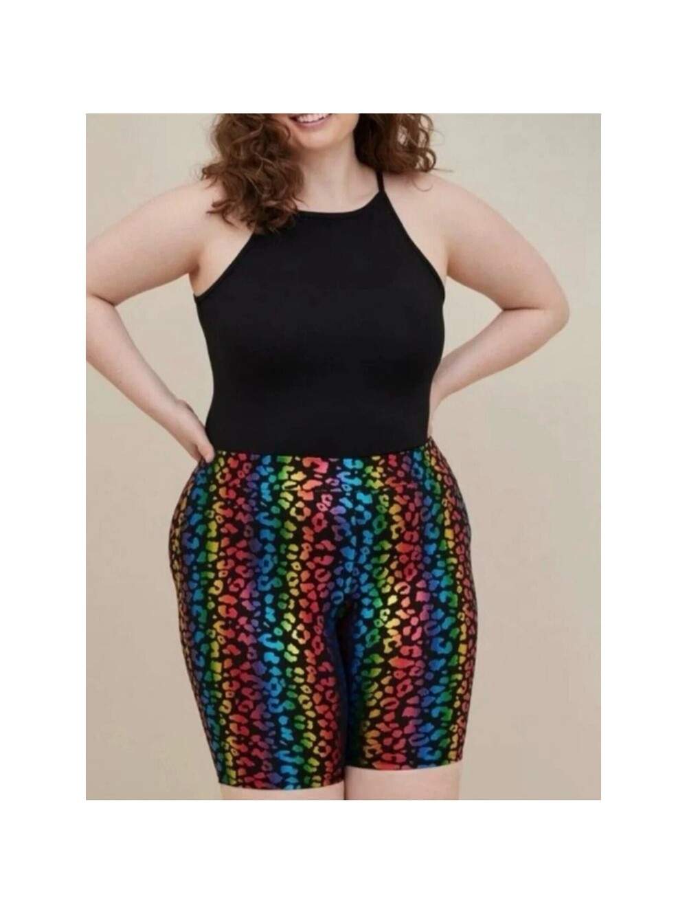 Torrid Rainbow Leopard Print High Rise Bike Shorts 1X